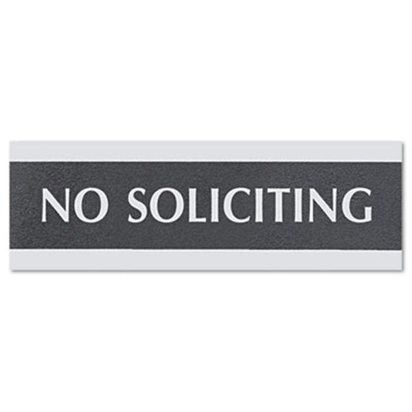 Us Stamp & Sign US Stamp 4758 Century Series No Soliciting Sign 8w x 1/2d x 2h Black/Silver, 4758 4758